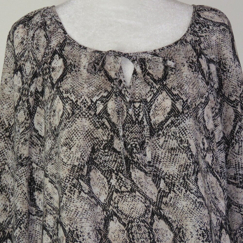 Faded Glory Women's Tan & Black 3/4 Sleeve Pullover Blouse Size XL 16-18 (C1584)